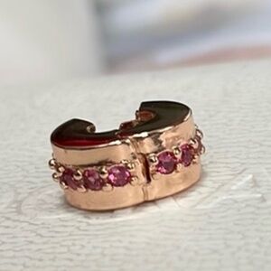 Pandora Rose Gold Charm with Cerise Stones